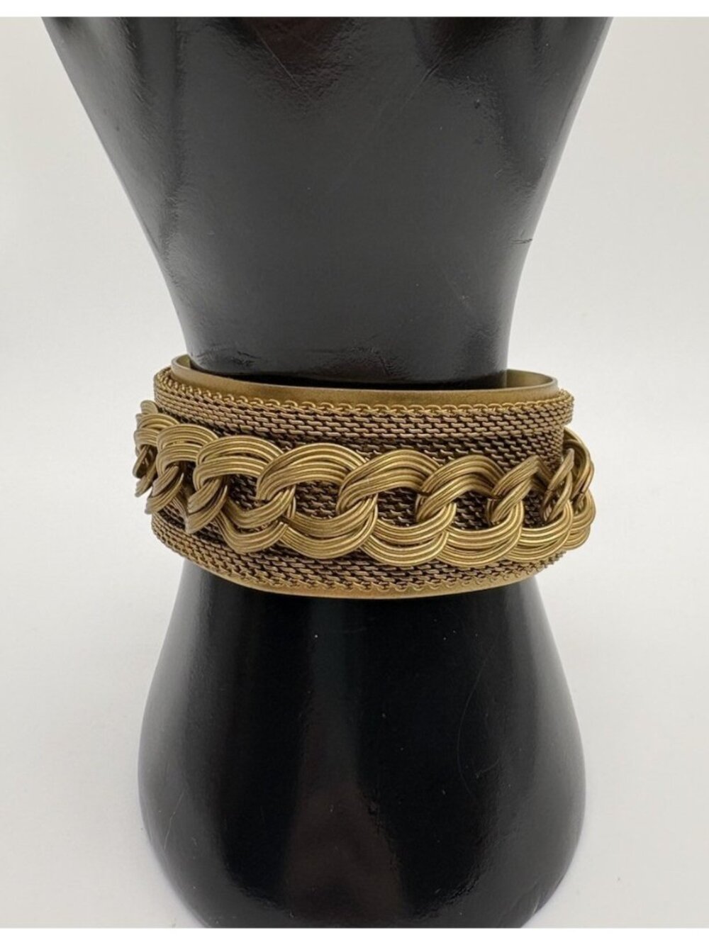 Sarah Cavender Metalworks Brass Chain Mesh Cuff Bracelet Statement Large